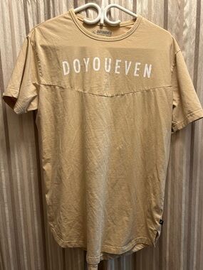 DOYOUEVEN Men’s Tan Logo T-Shirt, Size XL